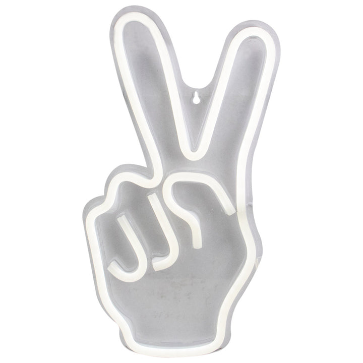 15" Bright White Neon Style Peace Fingers LED Lighted Wall Sign Northlight Seasonal