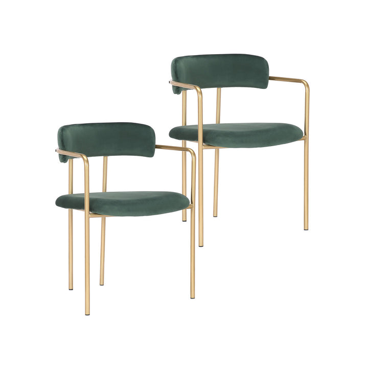 Chestertown Gold Chrome Dining Chair (Set of 2) Willa Arlo™ Interiors Upholstery Color: Green