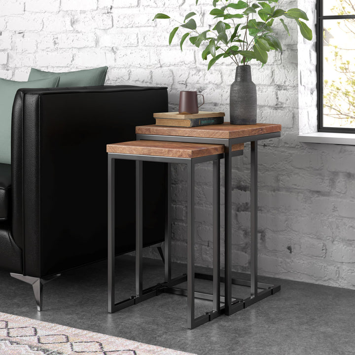 Eastville C Table Nesting Tables Steelside™ Color: Black/Mahogany Brown