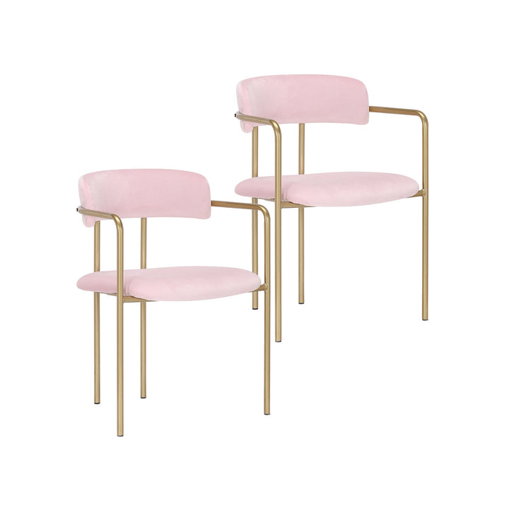 Chestertown Gold Chrome Dining Chair (Set of 2) Willa Arlo™ Interiors Upholstery Color: Pink