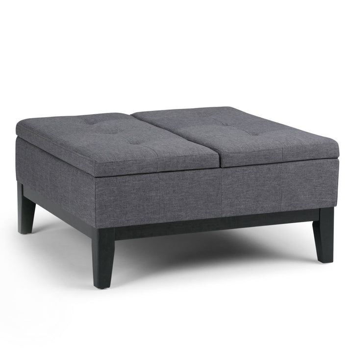 Dover Square Coffee Table Storage Ottoman,Assembled Simpli Home Fabric: Slate Gray
