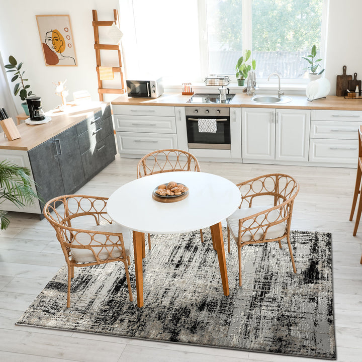 Kailianna Abstract Black/White Area Rug 17 Stories Rug Size: Rectangle 9' x 12'