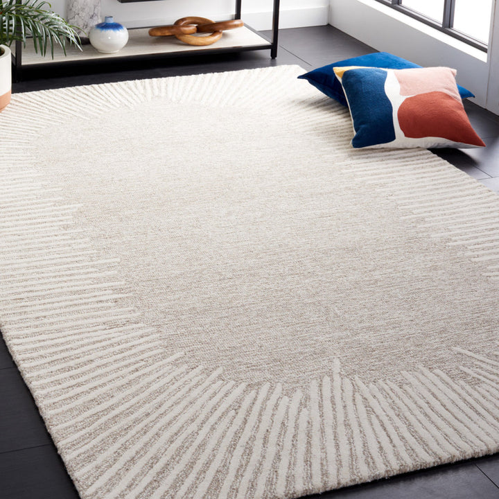 Antonyio Abstract Handmade Tufted Area Rug in Natural/Ivory Wade Logan® Rug Size: Square 4'