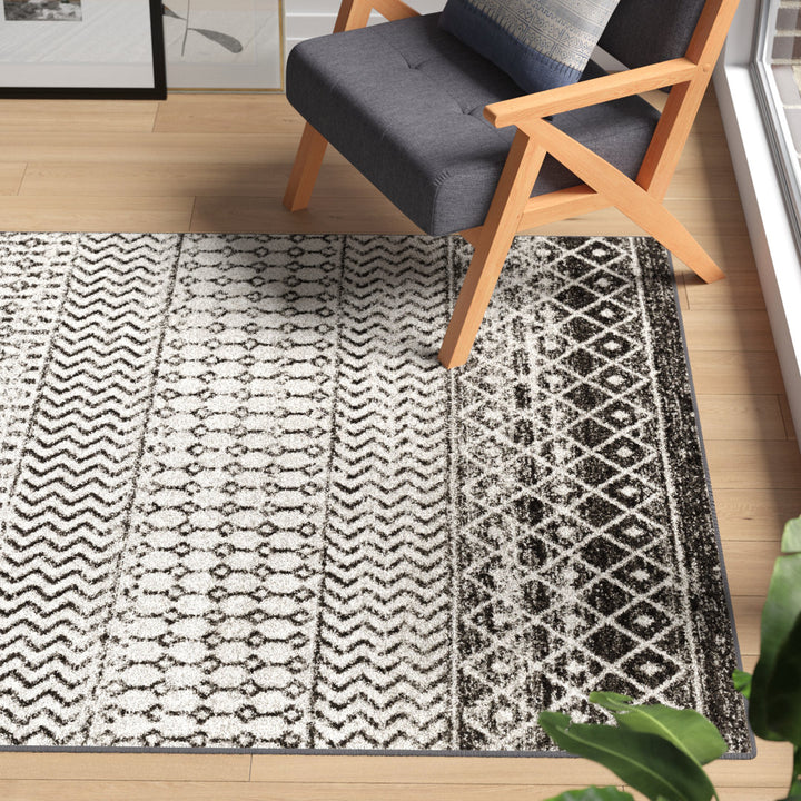 Lashavia Machine Woven Ivory/Dark Charcoal Area Rug Union Rustic Rug Size: Rectangle 9'3" x 12'6"