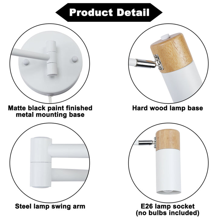 Maronna 1 - Light LED Plug-in White/Brown Swing Arm Ebern Designs