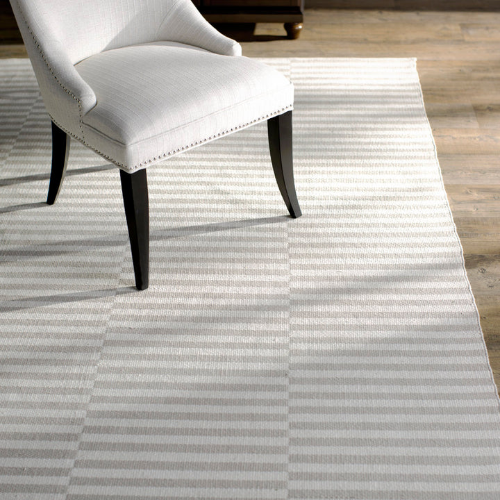Ilona Striped Hand Loomed Cotton Area Rug in Ivory/Light Gray Birch Lane™ Rug Size: Rectangle 5' x 7'