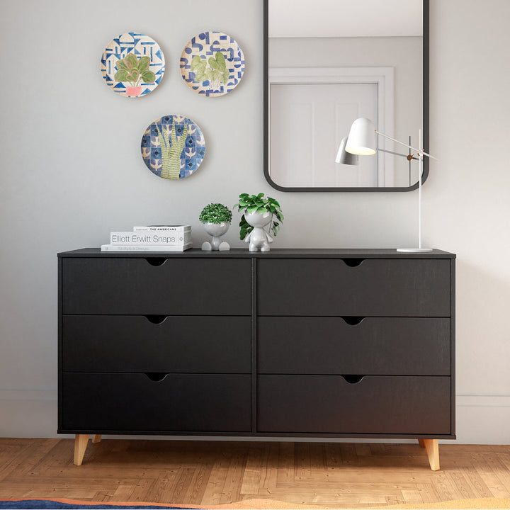 6 Drawer 59" W Double Dresser George Oliver Color: Black
