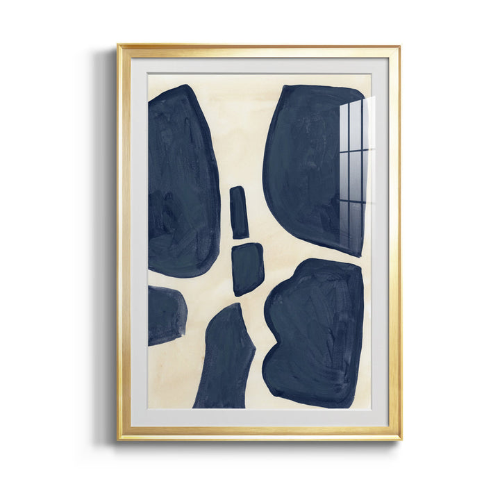 Blue Pieces II - Picture Frame Print Orren Ellis Size: 42.5" H x 30.5" W x 1" D Format: Gold