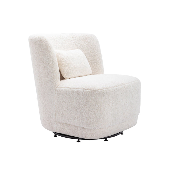 Prattsburgh 26.23" Wide Swivel Barrel Accent Chair Latitude Run® Body Fabric: White Faux Fur