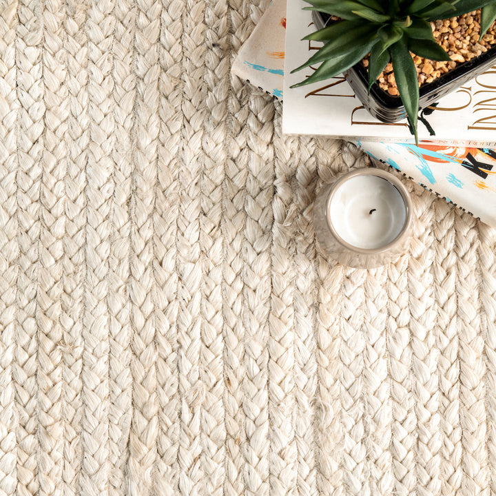 Cruise Handmade Braided Jute Area Rug in Off White Highland Dunes Rug Size: Rectangle 6' x 9'