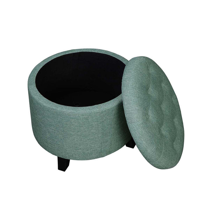 Avers 19.75" Wide Tufted Round Storage Ottoman Andover Mills™ Fabric: Green Fabric