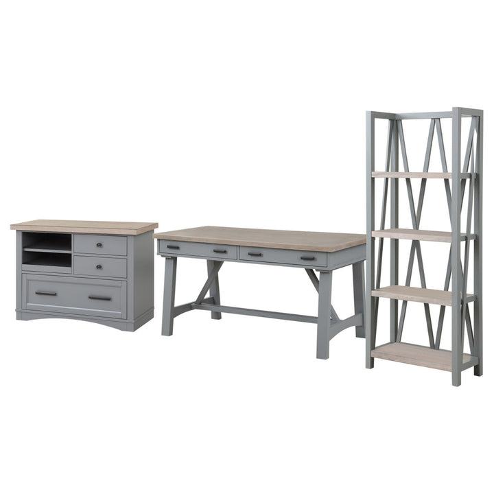 Bankston Desk with Built in Outlets Beachcrest Home™ Color: Natural/Gray
