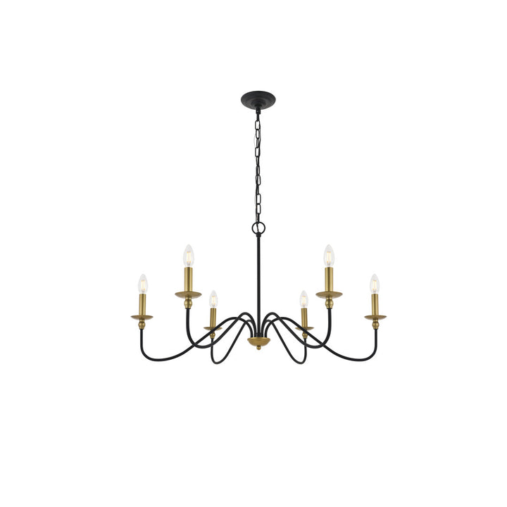 Ableton 6 - Light Candle Style Classic / Traditional Chandelier Birch Lane™ Size: 25" H x 48" W x 48" D Finish: Black/Brass