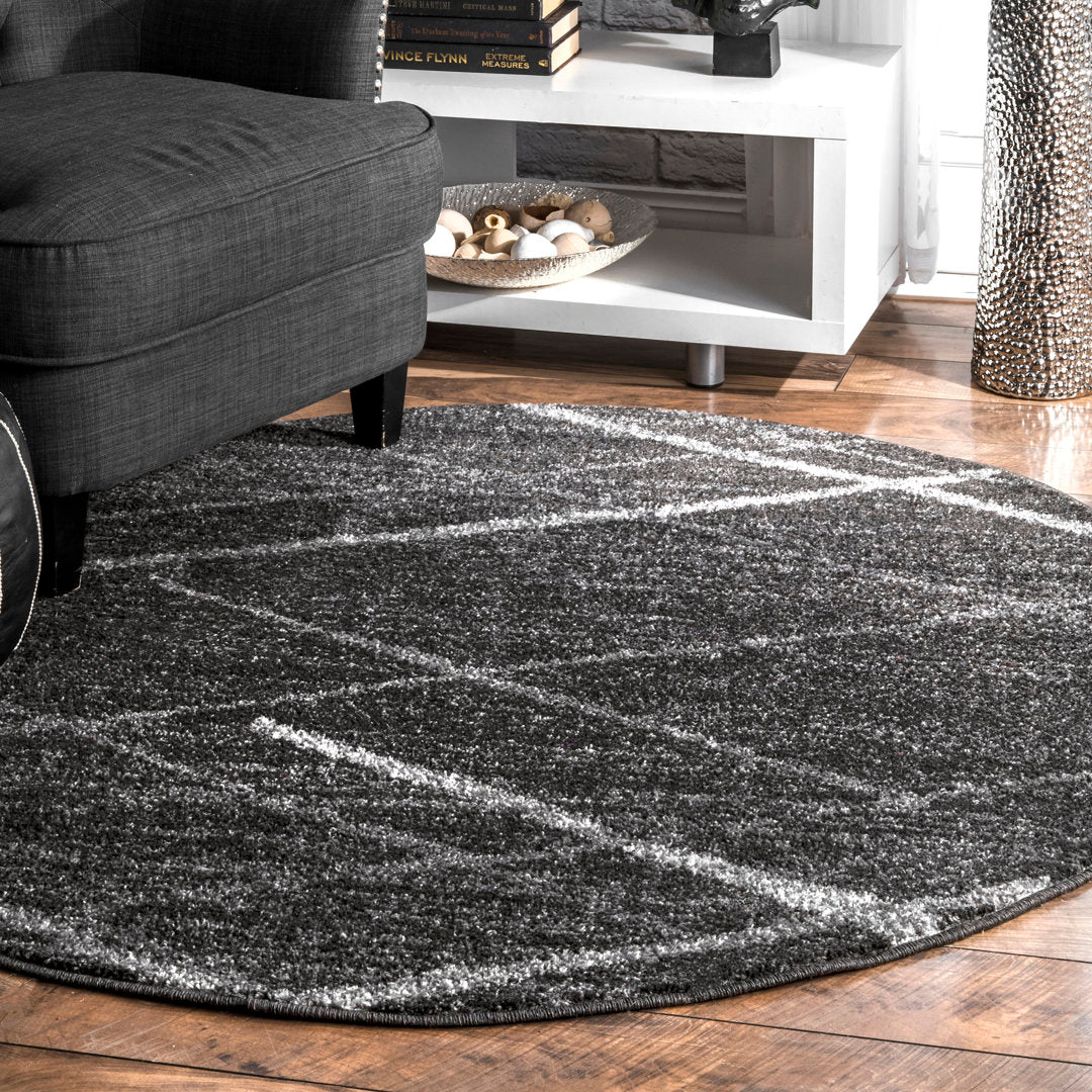 Amiia Abstract Power Loom Performance Dark Gray Rug Wrought Studio™ Rug Size: Oval 4' x 6'