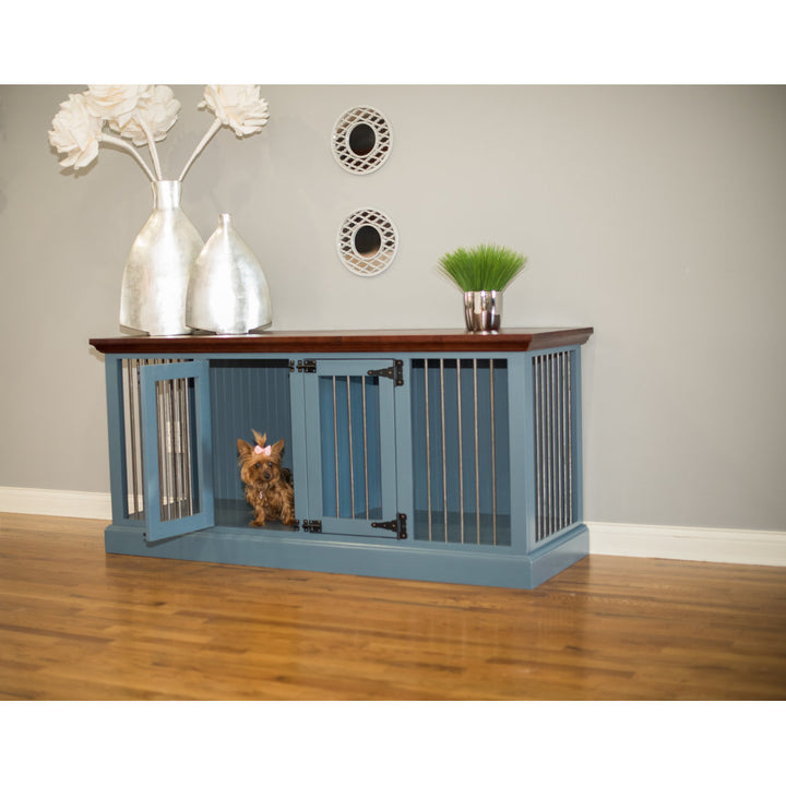 Damien Double Wide Credenza Pet Crate Archie & Oscar™ Top Finish: Concord Cherry, Base Finish: Caribbean Dream