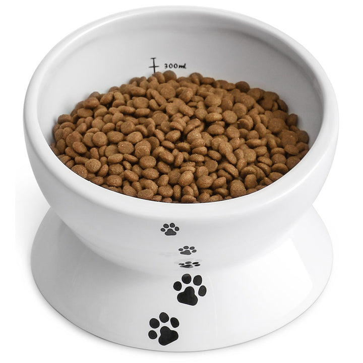 Elevated Cat Food Bowl Y YHY Color: White Overall Height: 3.6''