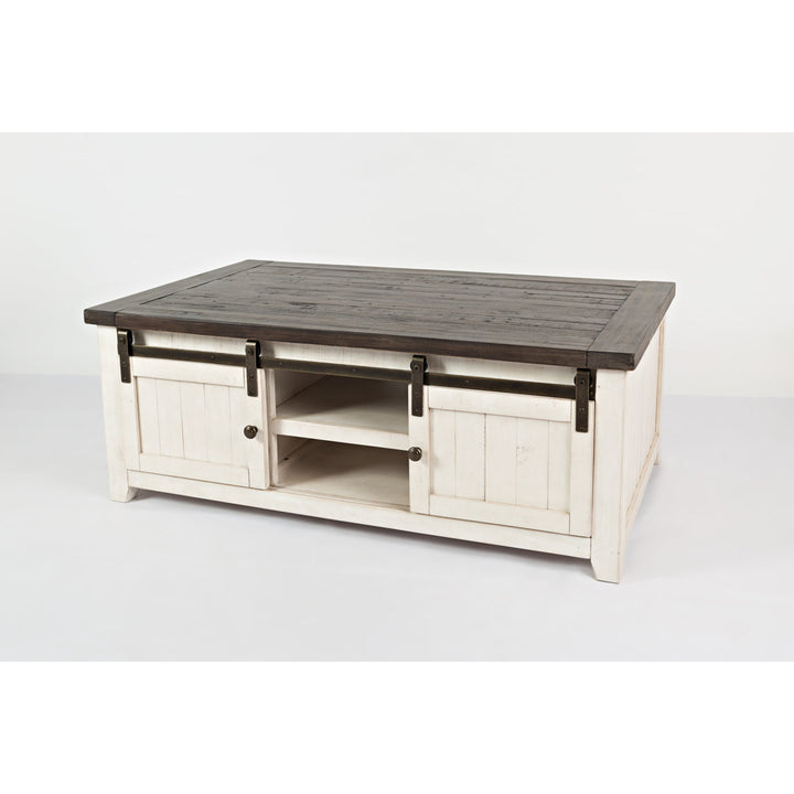 Solid Wood Coffee Table with Storage Sand & Stable™ Table Base Color: White