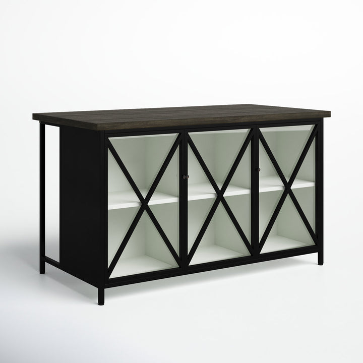 Bede 62" Iron Kitchen Island with Solid Wood Top Birch Lane™