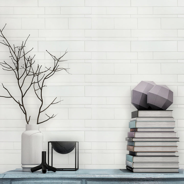 Easy Luxe 12" x 12" Stone Composite Peel & Stick Mosaic Tile (0.96 Sq. Ft. / Sheet) Bond Tile Color: White