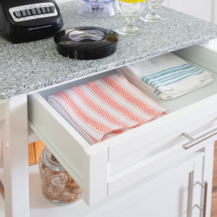 Sariol Granite Top Wood Kitchen Cart with Storage Ebern Designs Base Finish: White