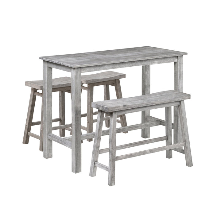 Colynn 4 - Person Counter Height Rubberwood Solid Wood Dining Set Dakota Fields Color: Storm Gray Wire-Brush