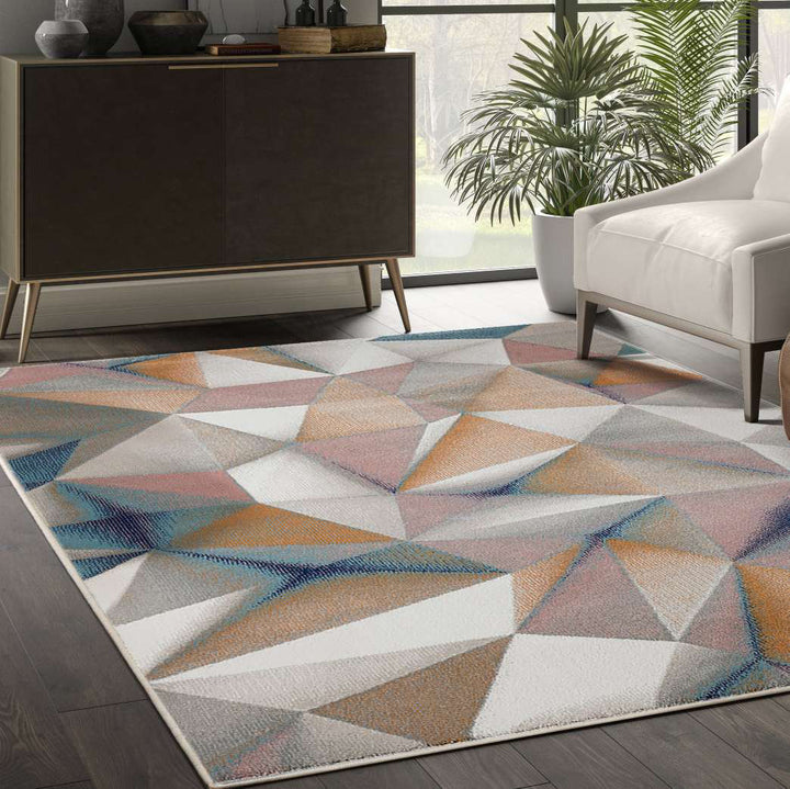 Jenifry Geometric Beige/Blue/Orange Area Rug Corrigan Studio® Rug Size: Rectangle 7'9" x 10'2"