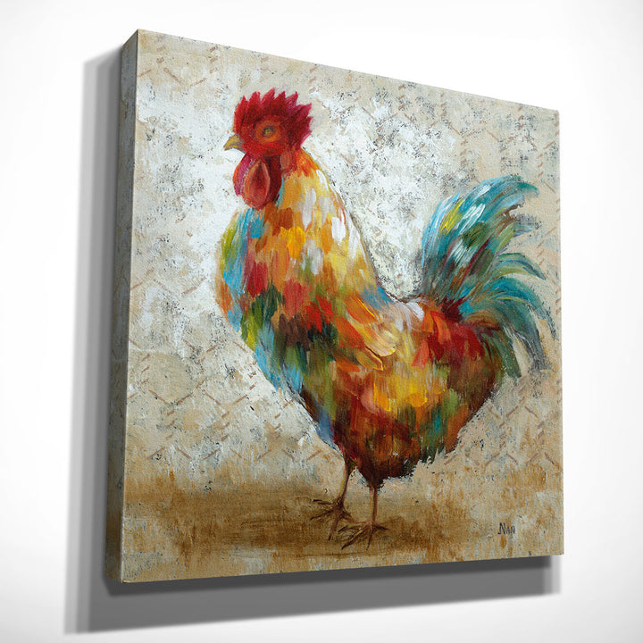 Fancy Rooster II' Oil Painting Print on Wrapped Canvas August Grove® Size: 40" H x 40" W x 1.5" D