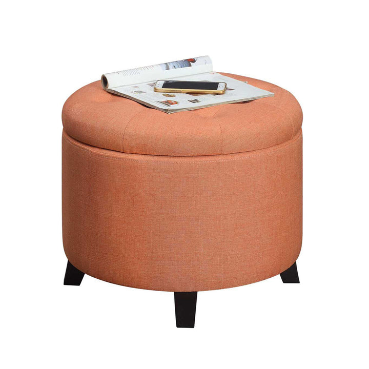 Avers 19.75" Wide Tufted Round Storage Ottoman Andover Mills™ Fabric: Coral Fabric