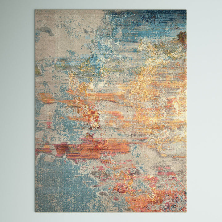 Adrihana Abstract Blue/Yellow Area Rug Williston Forge Rug Size: Rectangle 5'3" x 7'3"