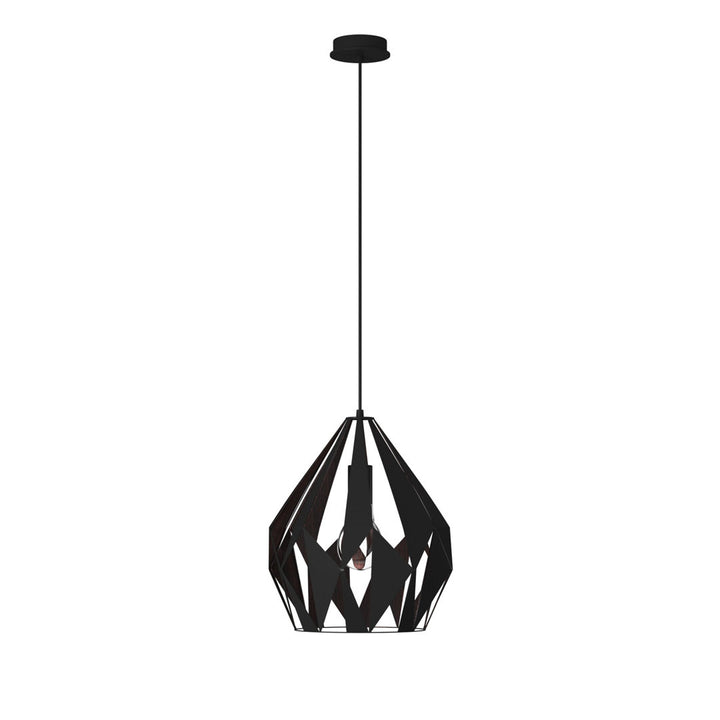 Hendry 1 - Light Single Geometric Pendant AllModern Size: 82.68" H x 7.25" W x 7.25" D Finish: Black/Gold Leaf