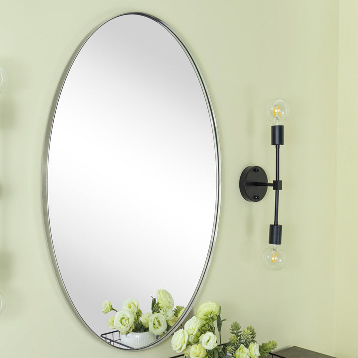 Javell Bathroom Mirror Ebern Designs Size: 36" x 24" Finish: Brushed Nickel