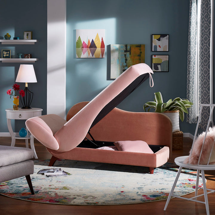 Gaven Armless Reclining Foam Chaise Lounge with Storage Mercury Row® Teen Upholstery Color: Dark Pink/Light Pink