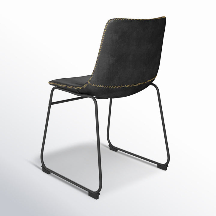 Nia Vegan Leather Side Chair (Set of 2) AllModern Frame Color: Black, Upholstery Color: Black