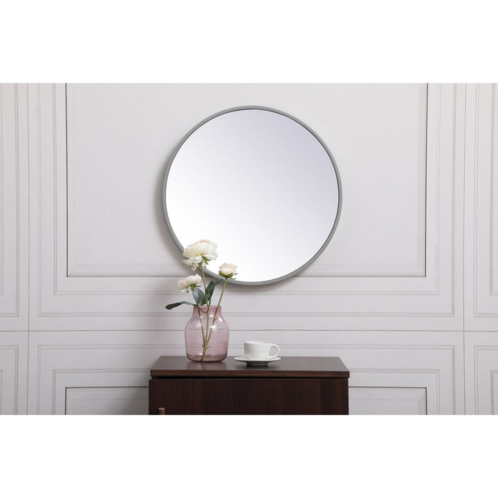 Sabine Metal Round Wall Mirror RE/FINE™ Size: 21" x 21" Finish: Gray