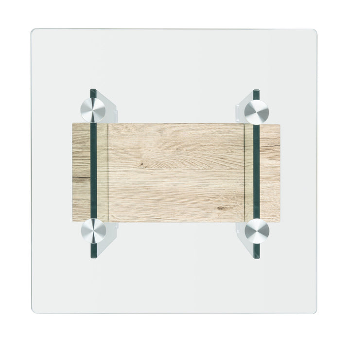 Kayley Glass Top Sled End Table with Storage Highland Dunes Color: Natural