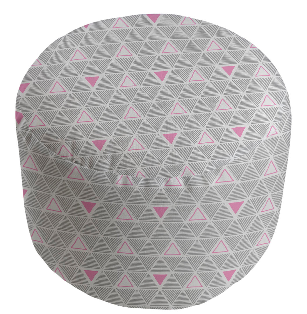 Full Color Hand Drawn Triangles Pouf East Urban Home Upholstery Color: Pink Accent