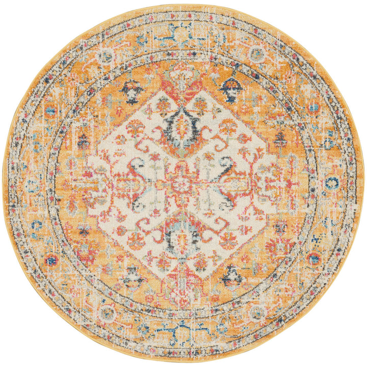 Baylee Oriental Yellow/Ivory Area Rug Kelly Clarkson Home Rug Size: Round 5'3"
