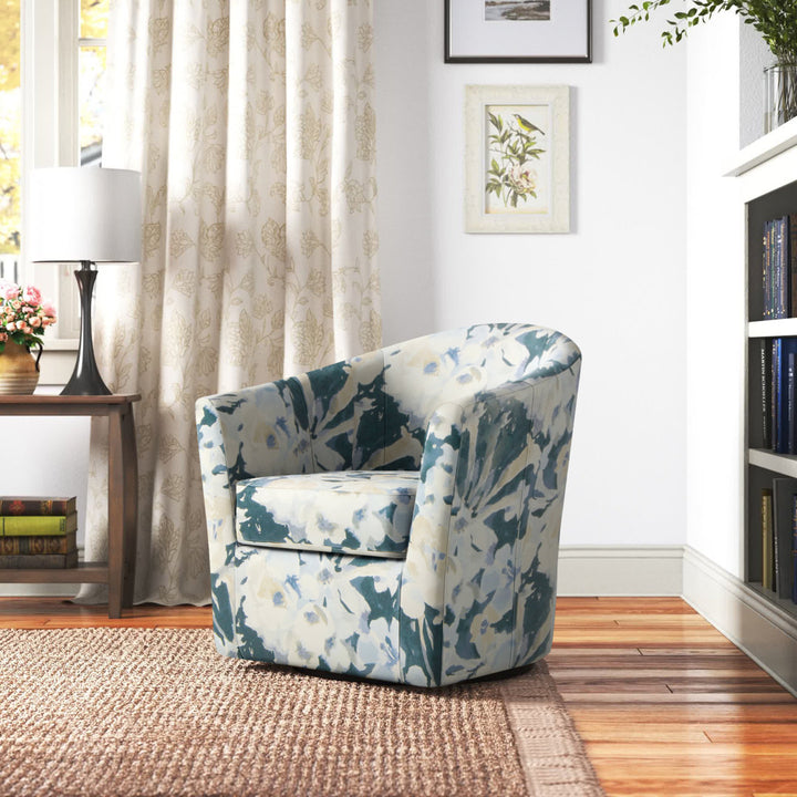 Hansell 31" Swivel Barrel Chair Andover Mills™ Fabric OR Leather Type: Rhiannon Polyester Blend