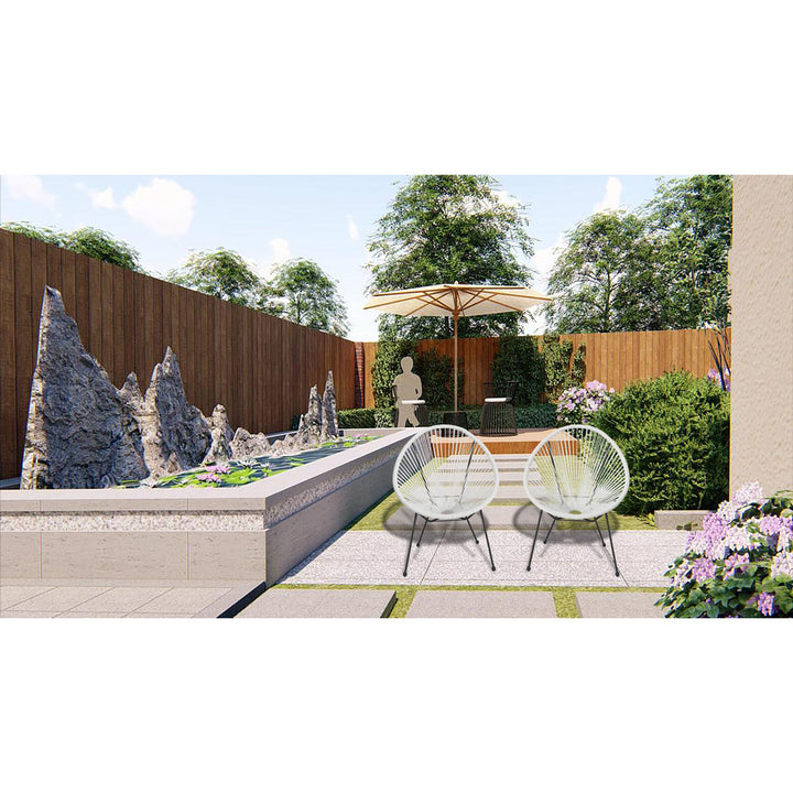 Gayden Woven Basket Patio Chair (Set of 2) George Oliver Color: White