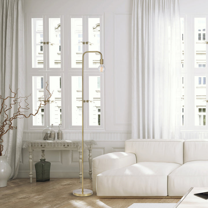 Kazutaka 70" Arched Floor Lamp 17 Stories Base Finish: Matte Brass