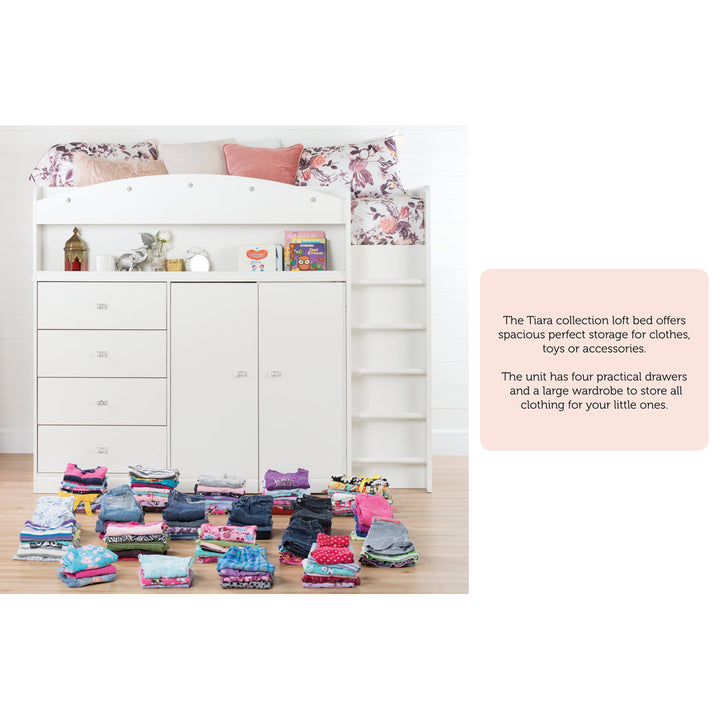 Tiara Twin 4 Drawer Loft Bed with Built-in-Desk by South Shore South Shore