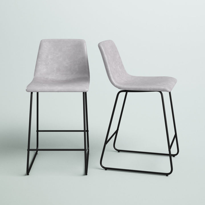 Liekele Upholstered Counter Height Modern Dining Stools by Flash Furniture (Set of 2) Ivy Bronx Seat Height: Counter Stool (24” Seat Height), Upholstery: Light Gray Faux Leather