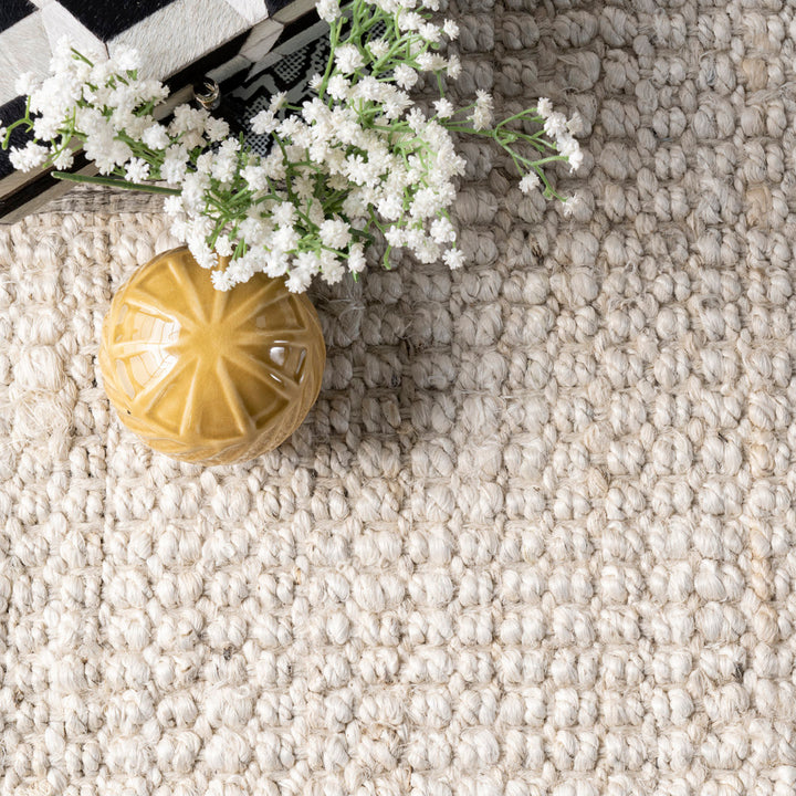 Karmine Jute Runner Rug for Dining Room Living Room Entryway Hallway Kitchen, Off White Langley Street® Rug Size: Round 8'
