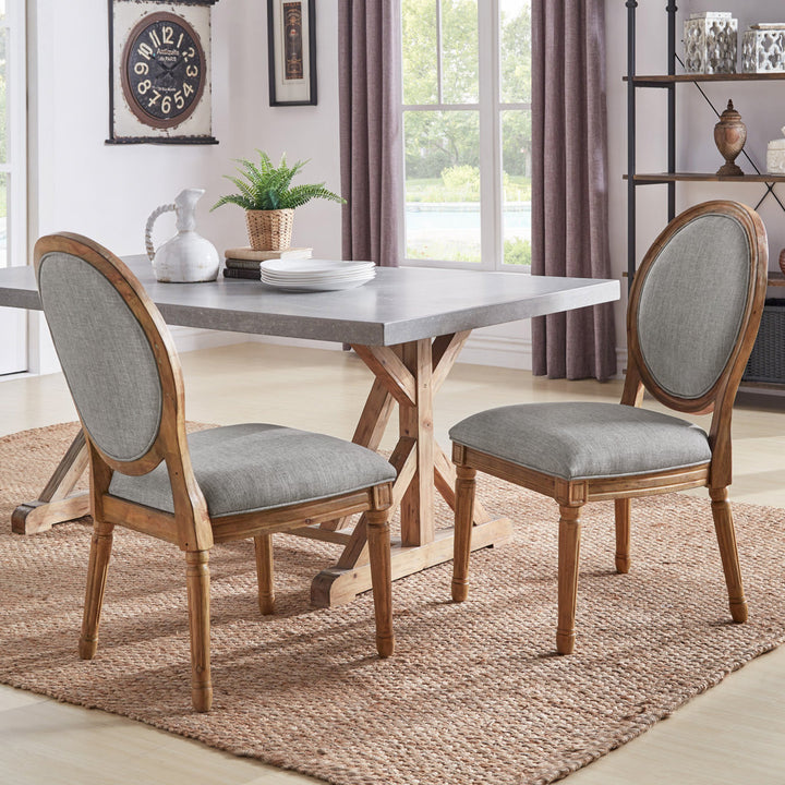 Libretto Linen Upholstered Side Chair (Set of 2) Kelly Clarkson Home Color: Gray Linen, Leg Color: Natural