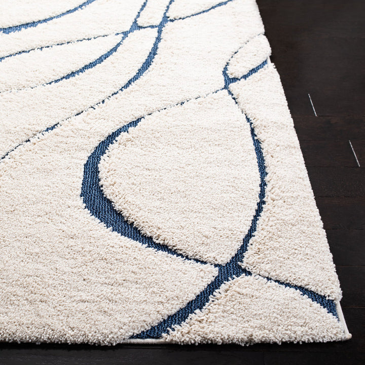 Ashal Abstract Cream/Blue Area Rug Wade Logan® Rug Size: Round 10'