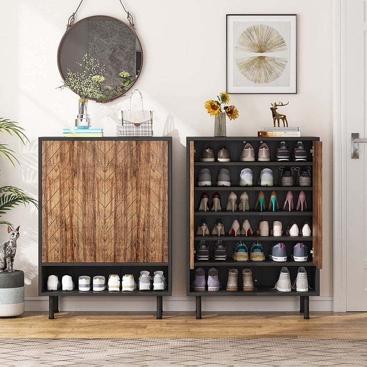 Modern 18 Pair Shoe Storage Cabinet Foundry Select Finish: Black/Brown