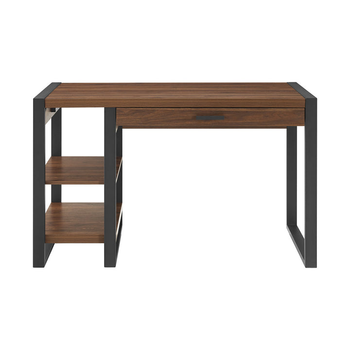 Aalyssa 1-Drawer Desk with USB Port Wade Logan® Color (Top/Frame): Dark Walnut/Black