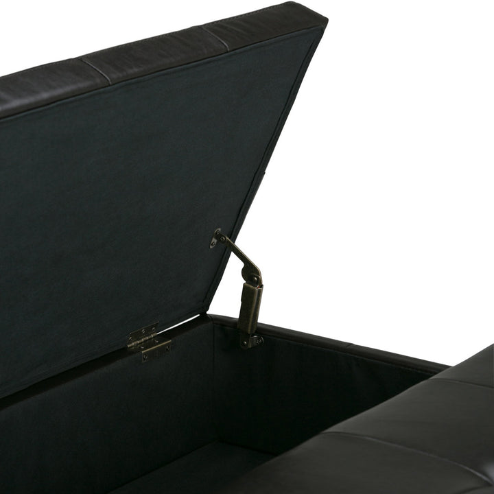 Dover Square Coffee Table Storage Ottoman,Assembled Simpli Home Fabric: Tanners Brown