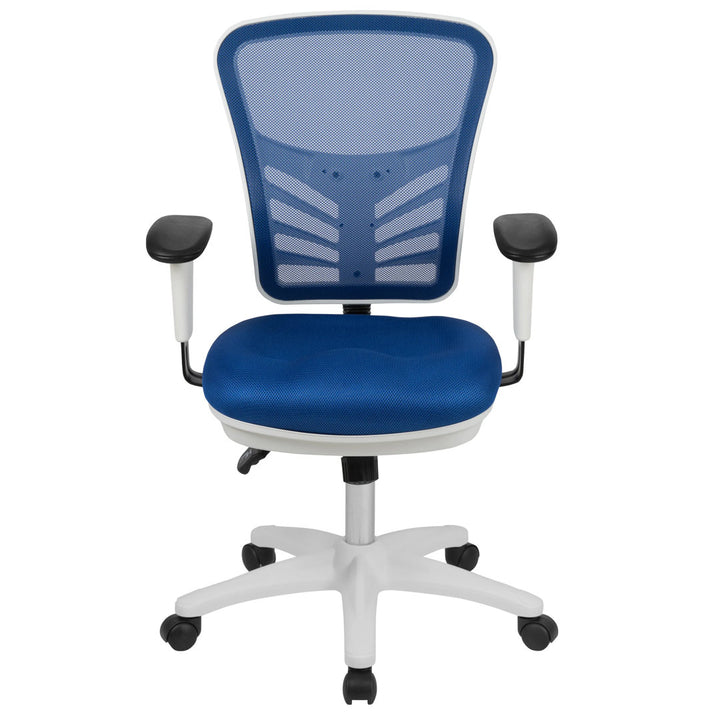Siyer Mid-Back Mesh Ergonomic Office Chair with Adjustable Arms by Flash Furniture Flash Furniture Frame Color: White, Upholstery Color: Black