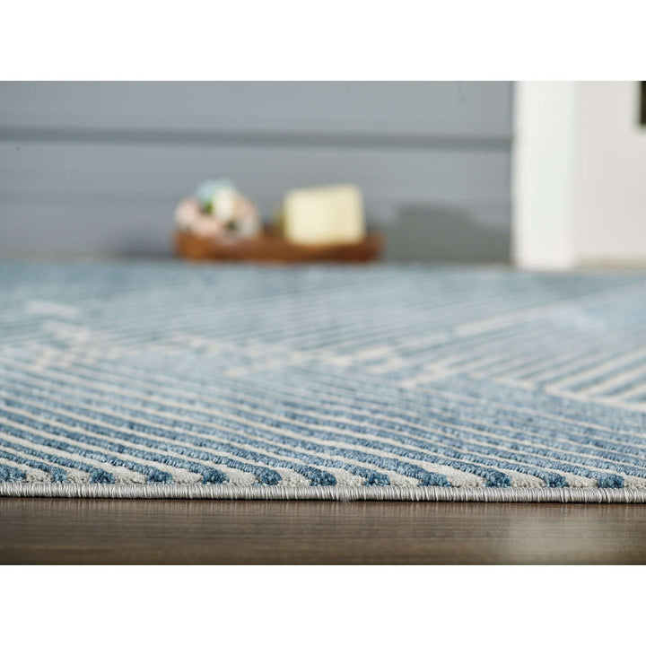 Soeren Geometric Light Blue Area Rug Ebern Designs Rug Size: Rectangle 7'9" x 10'2"